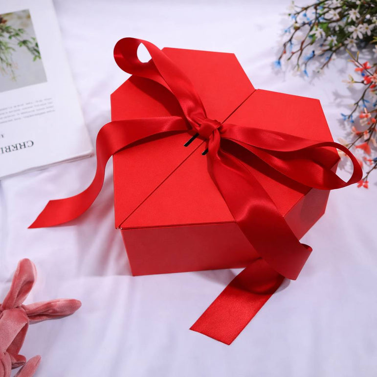 Boîte cadeau rouge élégante avec message amour – Saint-Valentin