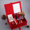 Love Box rouge avec coffret cadeau élégant, bougie parfumée et rose éternelle. Coffret Cadeau Luxe Rose Éternelle
