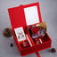 Love Box rouge avec coffret cadeau élégant, bougie parfumée et rose éternelle. Coffret Cadeau Luxe Rose Éternelle