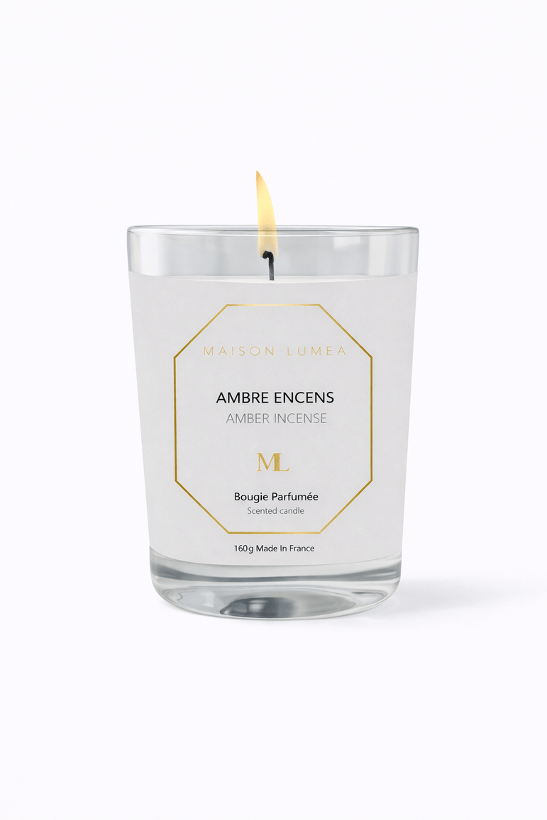 Parfum Musc Blanc Maison Lumëa, senteur douce et propre, parfum de Grasse. Bougie Parfumée Artisanale