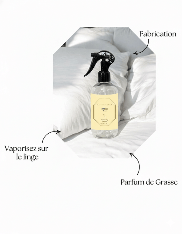 Brume de linge  Maison Luméa – spray parfumé pour linge aux parfums de Grasse