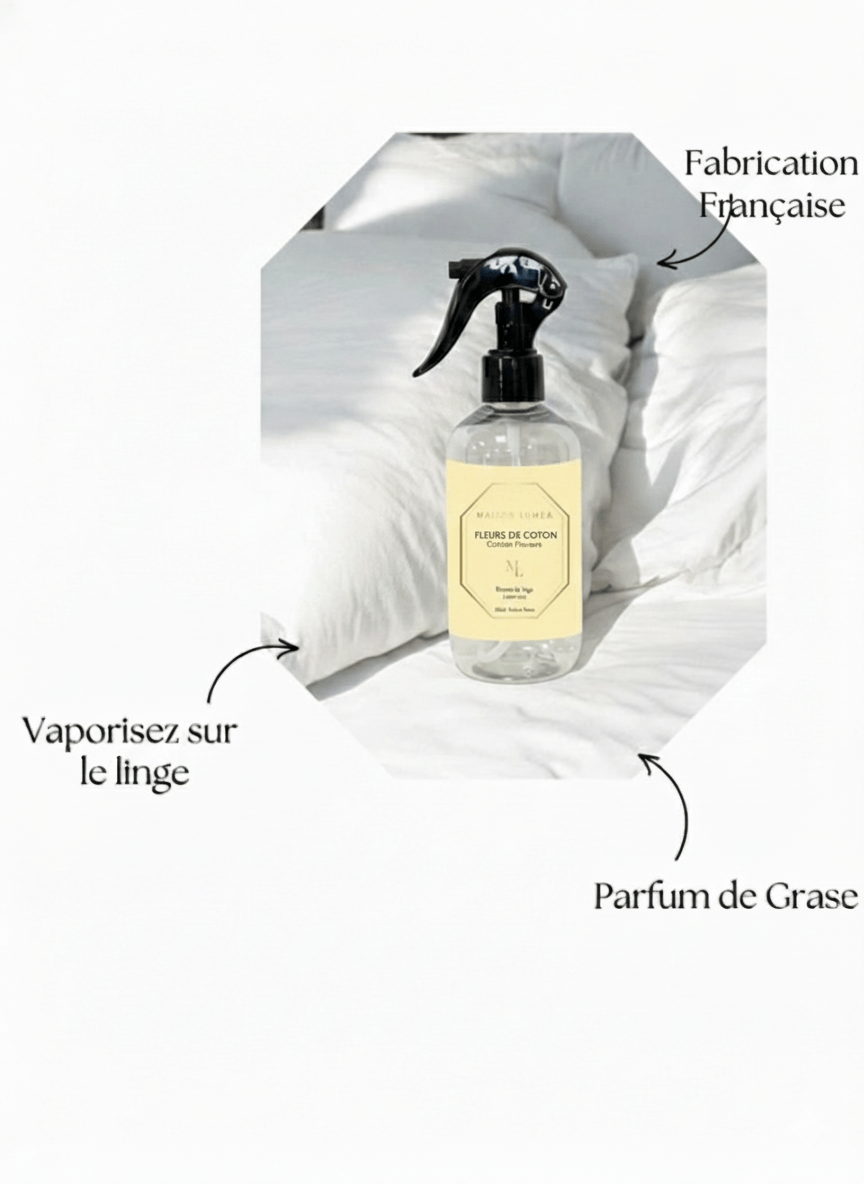 Brume de linge  Maison Luméa – spray parfumé pour linge aux parfums de Grasse