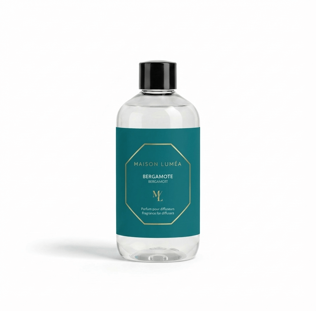 Parfum pour diffuseurs.Diffuseur de parfum à bâtons Maison Luméa, flacon élégant, parfum de Grasse, fabrication française