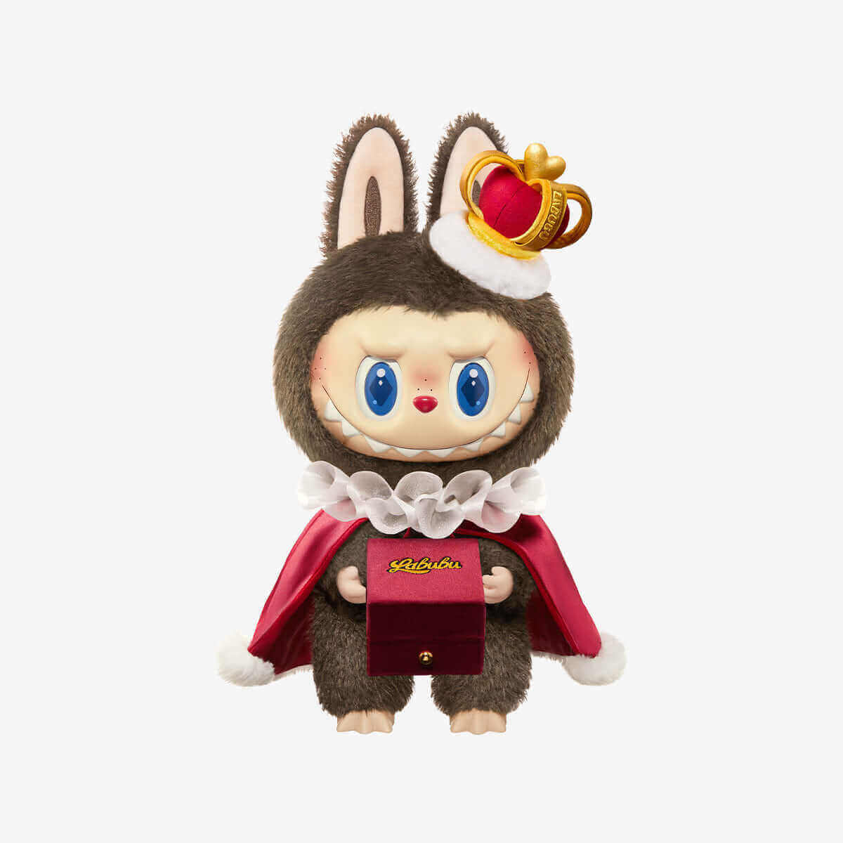Peluche Labubu Checkmate Series, figurine vinyle avec couronne et cape. Figurine romantique Labubu avec coffret cadeau