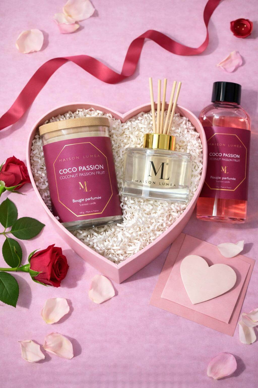 Coffret amour parfumé Coco Passion – Maison Luméa – cadeau romantique Saint-Valentin