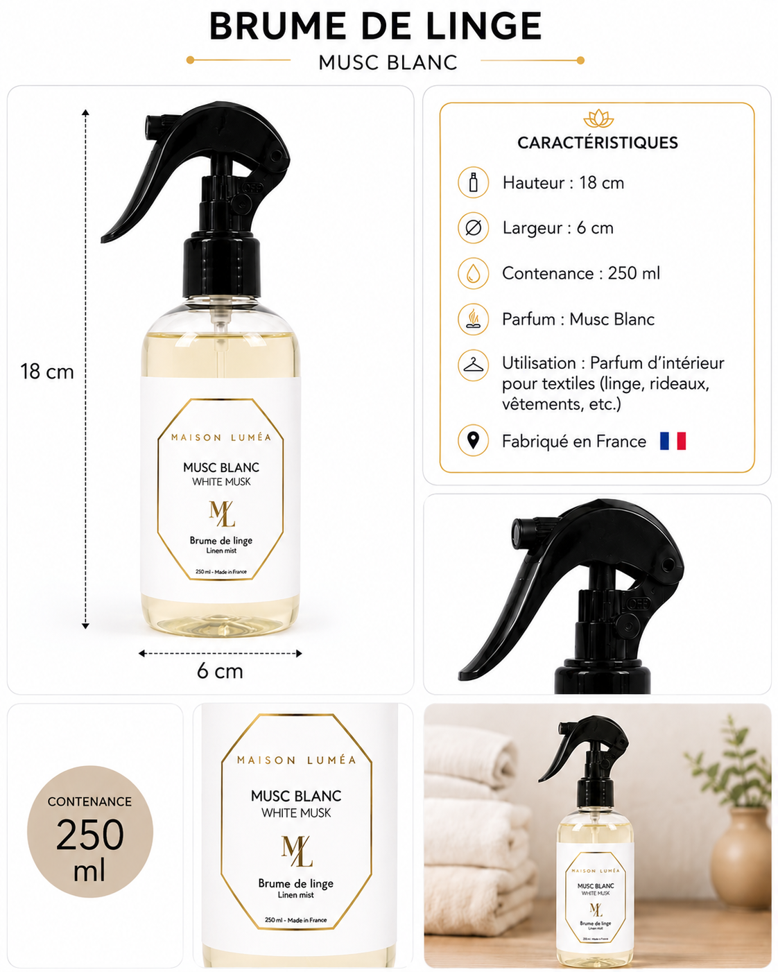 Brume de Linge Musc Blanc – Maison Luméa