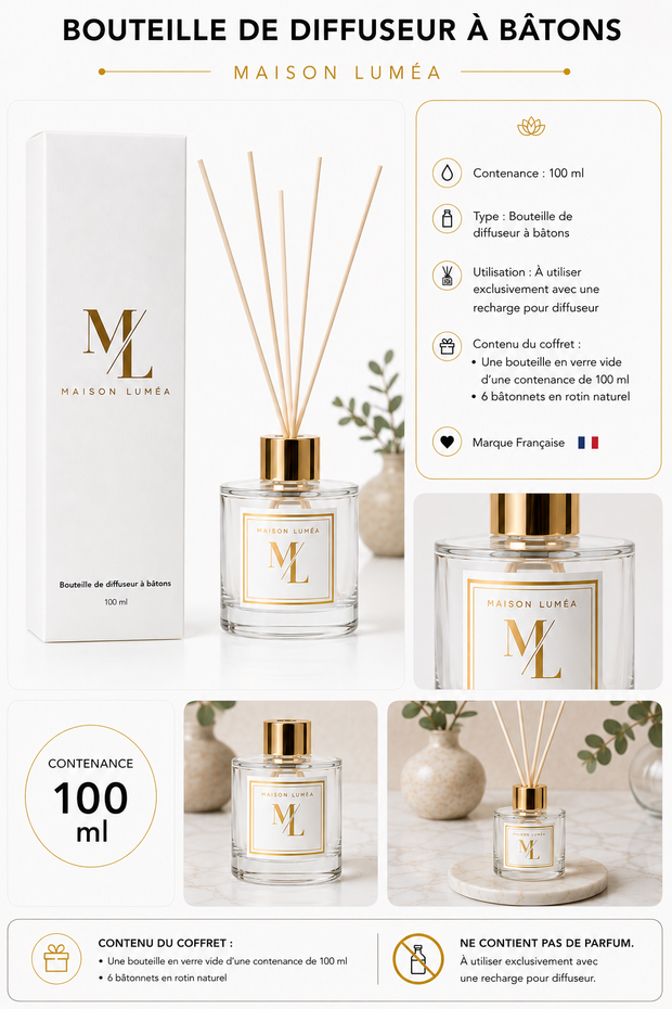 Diffuseur à bâtons aromatique Maison Luméa Parfum d’intérieur élégant