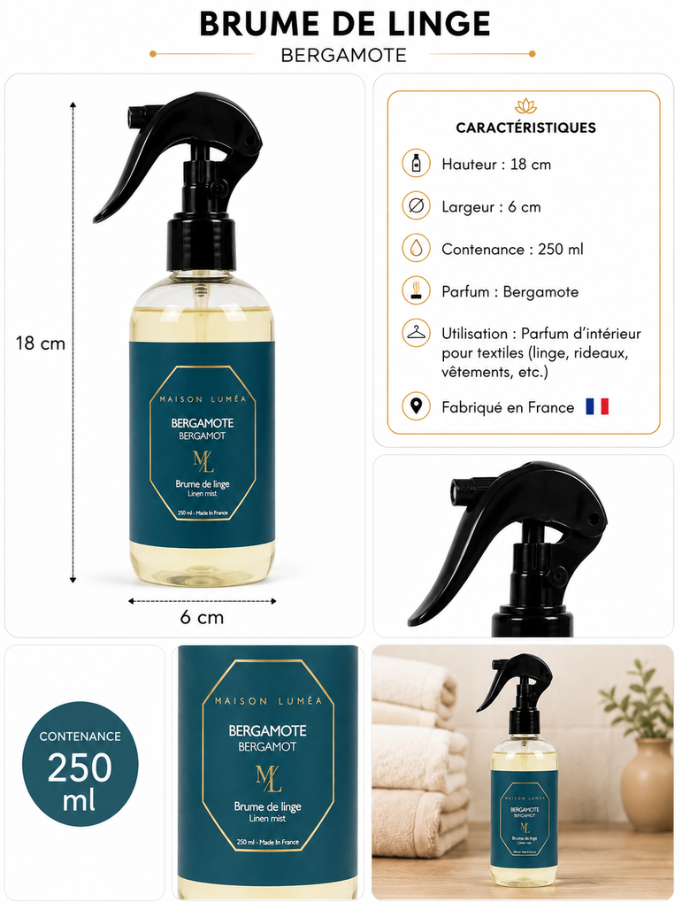 Brume de Linge Bergamote – Maison Luméa