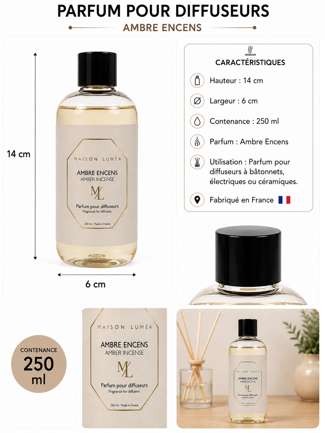 Parfum pour diffuseurs AMBRE ENCENS