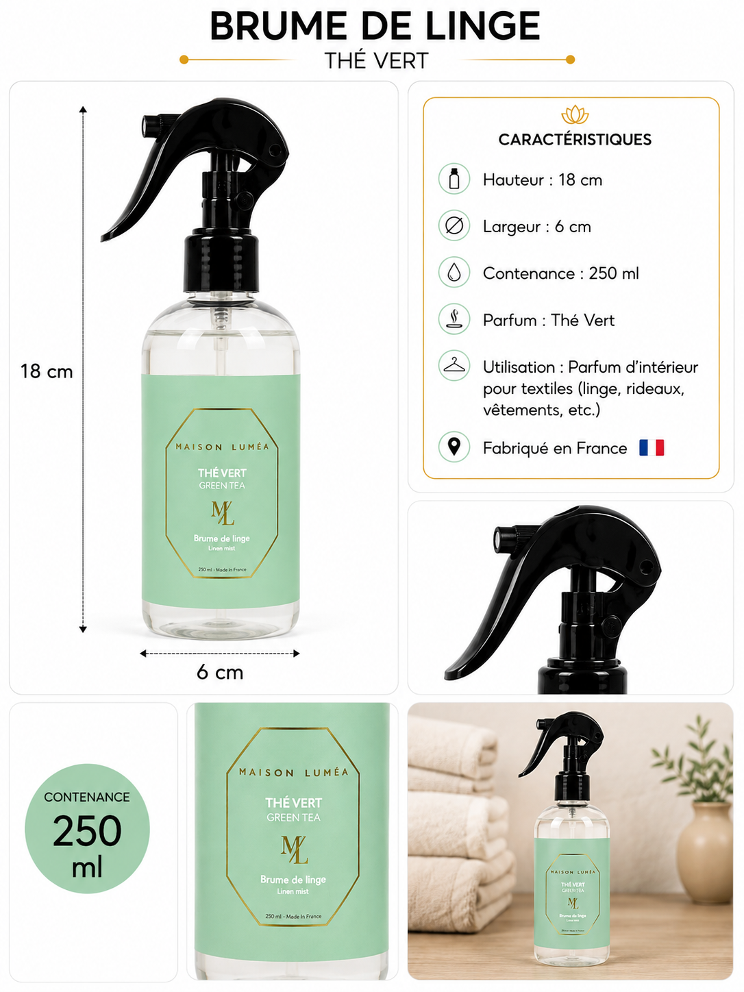 Brume de Linge Thé Vert - Maison Luméa