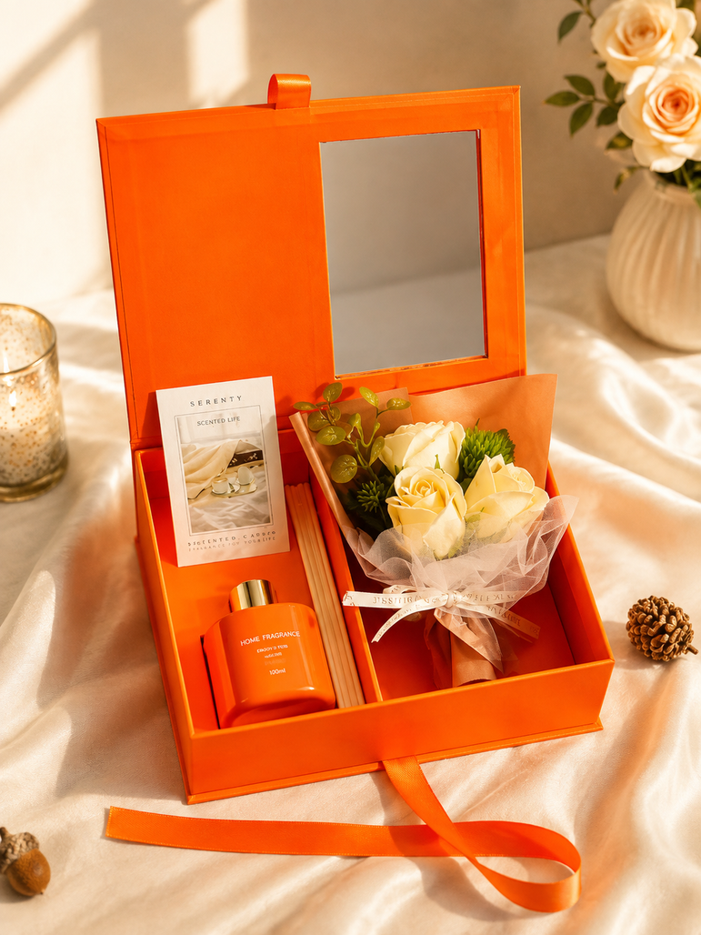 Coffret Cadeau Élégance Rose Éternelle Ivoire & Diffuseur Aromatique