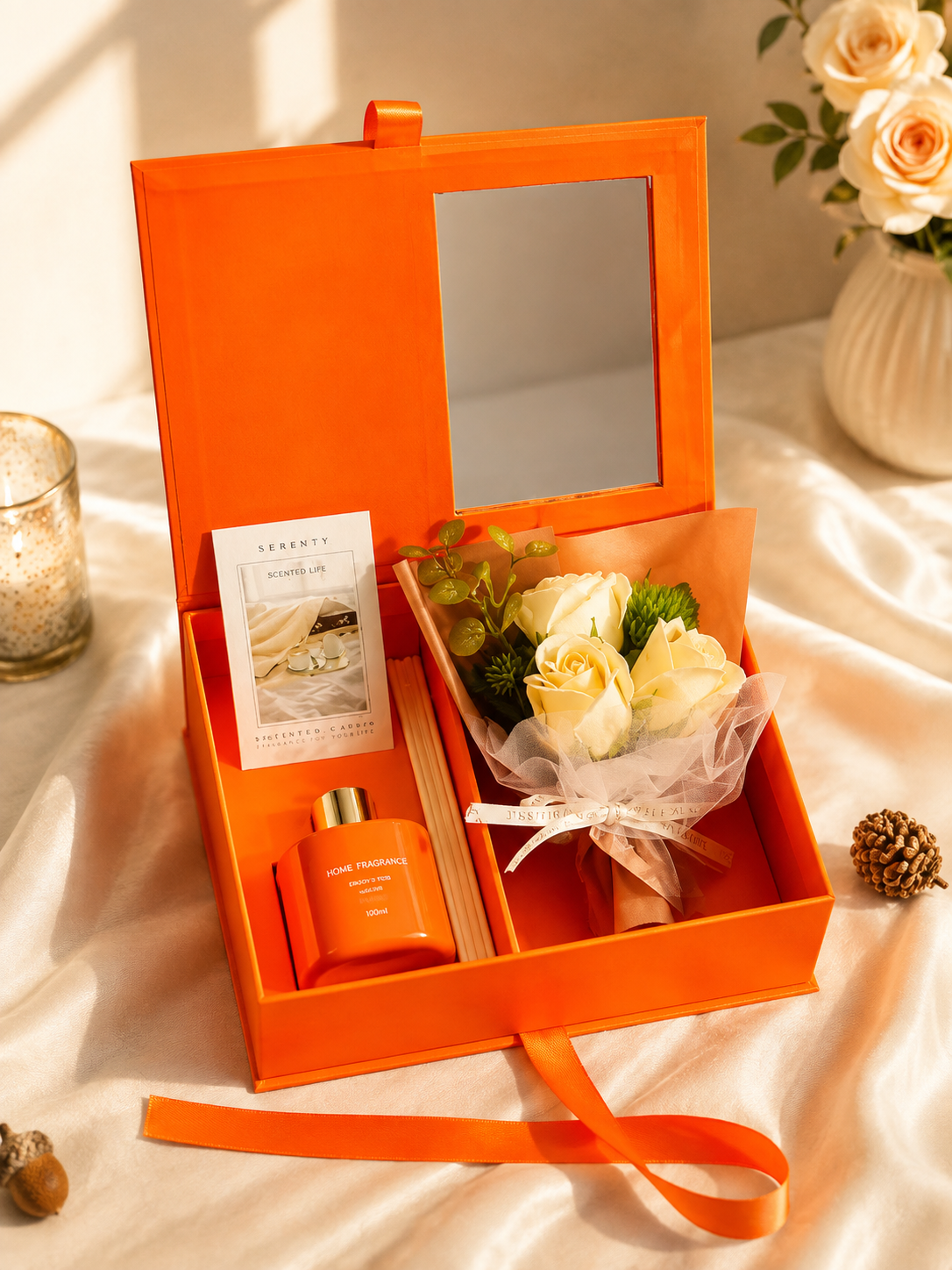 Coffret Cadeau Élégance Rose Éternelle Ivoire & Diffuseur Aromatique