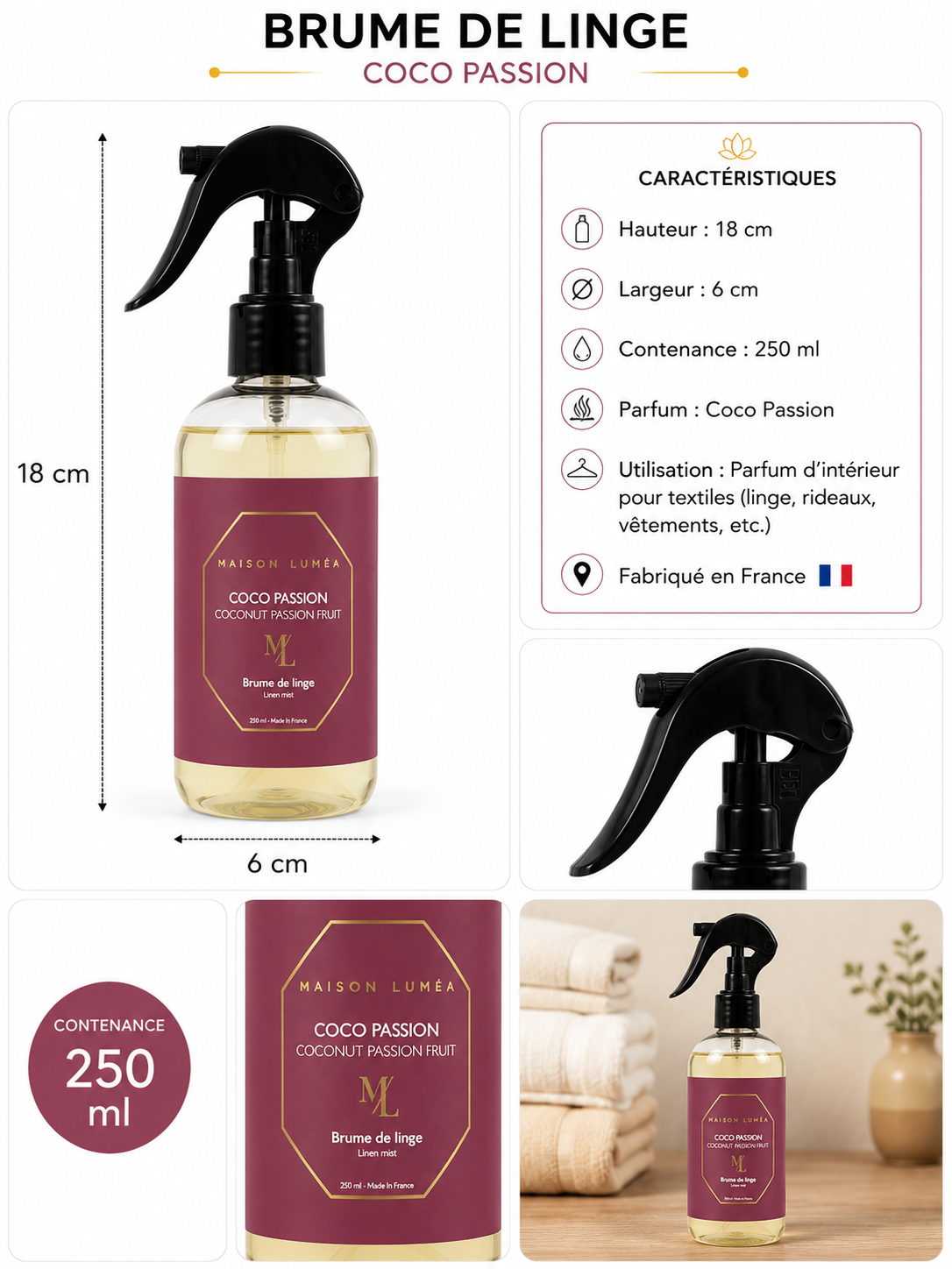 Brume de Linge Coco Passion - Maison Luméa
