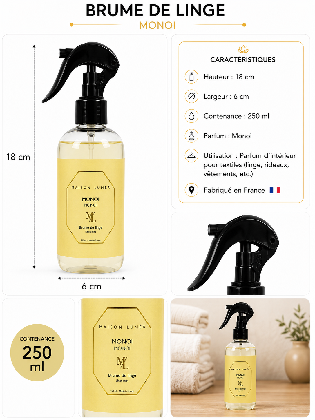 Brume de Linge Monoï – Maison Luméa