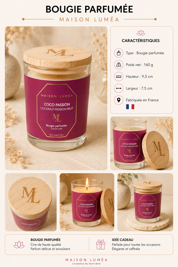 Bougie Parfumée Artisanale – Coco Passion