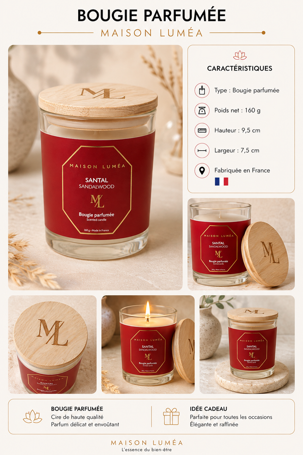 Bougie Parfumée Artisanale – Santal