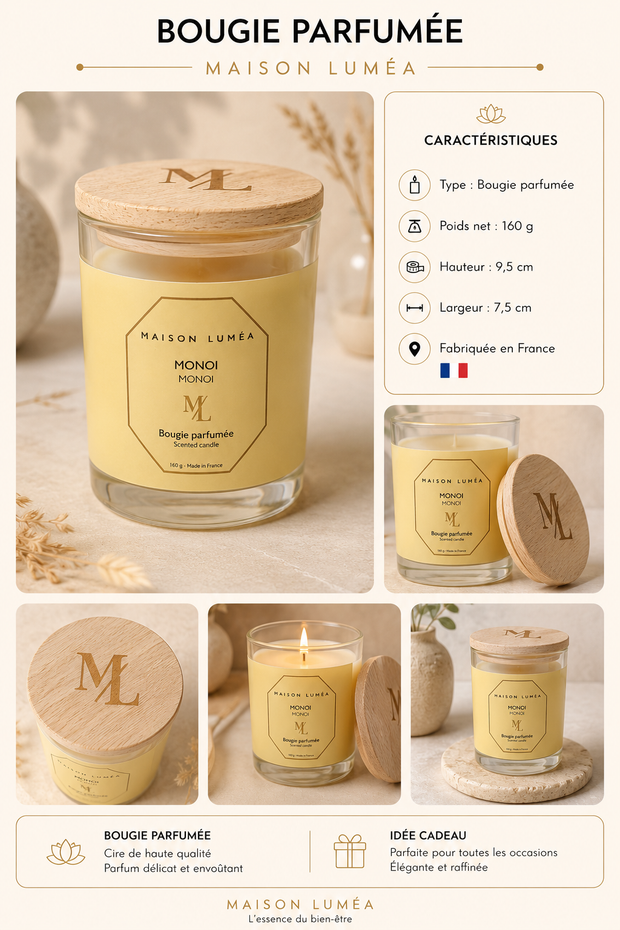Bougie Parfumée Artisanale – Monoï