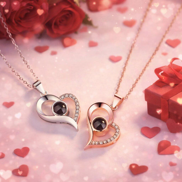 Collier cœur rose éternel, bijou en forme de cœur. Collier Cœur Éternel