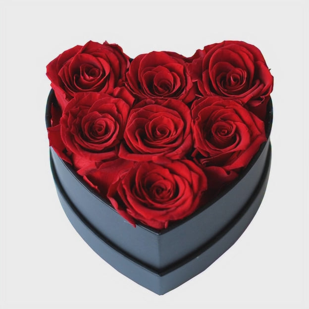 Cœur de roses éternelles rouges, cadeau romantique décoratif