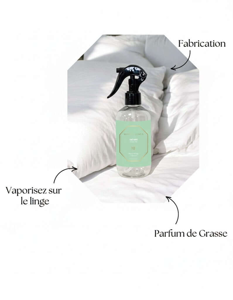 Brume de linge Maison Luméa Thé Vert – senteur fraîche fabrication française
